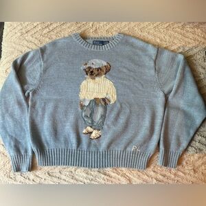Polo Ralph Lauren Blue Bear Crewneck Jumper Sweater M